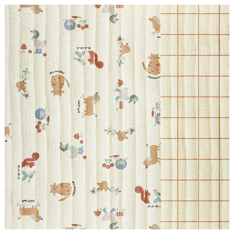 Printed Quilted Double Gauze CAKETT 1J / JACQUES 6J Ecru / Camel